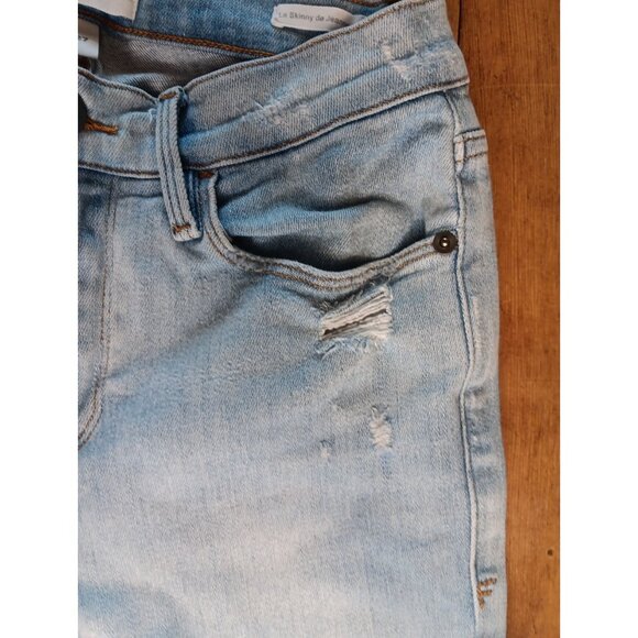 Frame Jeans Womens 27 Le Skinny De Jeanne Crop Light Wash Distressed Stretch - Picture 3 of 8